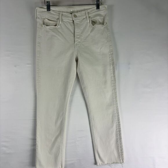 MOTHER Denim - MOTHER Mother The Mid Rise Dazzler Crop Fray Cream Puffs Jeans Women’s